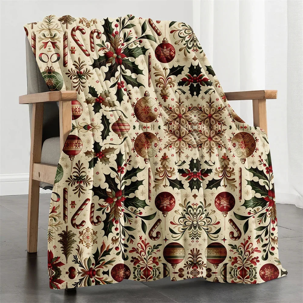 Couverture en microfibre boule de noël, chaude d'hiver