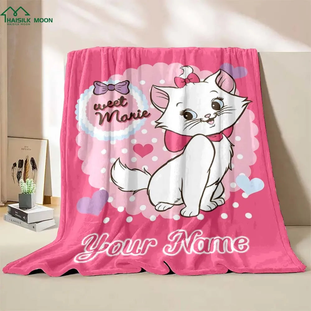 Custom Name Personalized Blanket Disney Cat Marie Printed for Sofa Bed Travel Camping Blanket Suitable for Birthday Holiday Gift 9 so