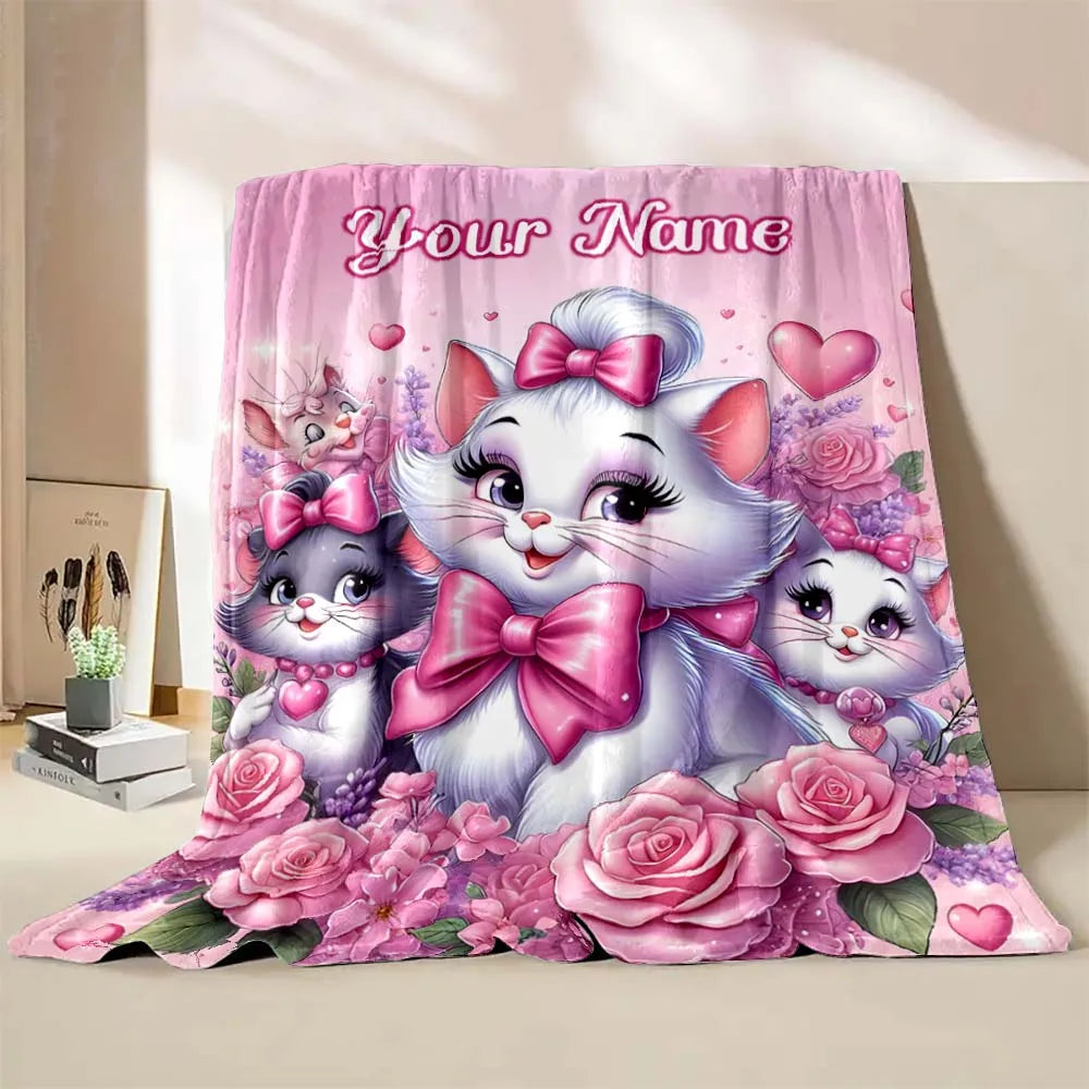 Custom Name Personalized Blanket Disney Cat Marie Printed for Sofa Bed Travel Camping Blanket Suitable for Birthday Holiday Gift 9 so