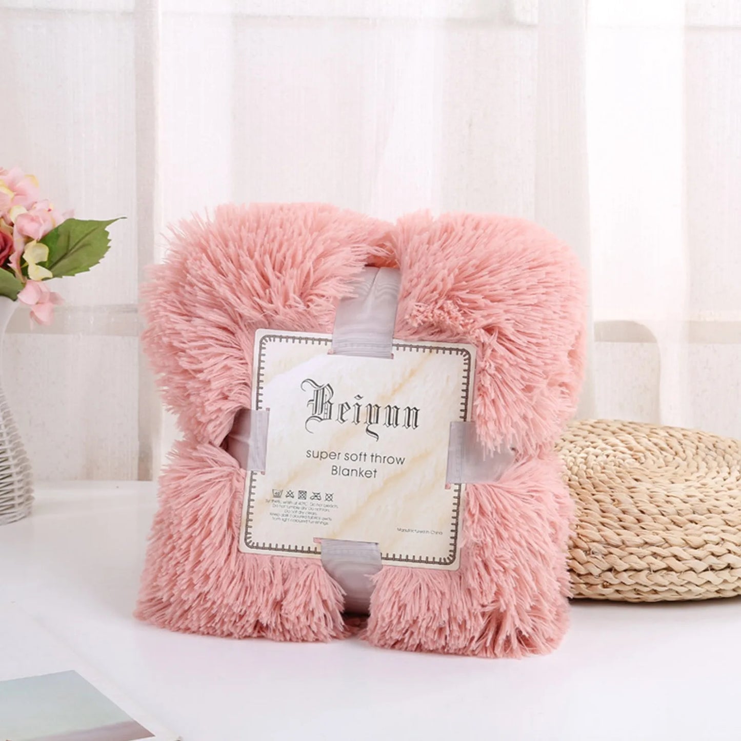 Long and fluffy plush blanket