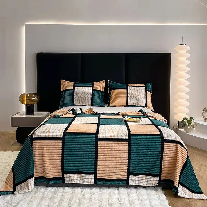 Couverture fine légère et luxueuse à carreaux