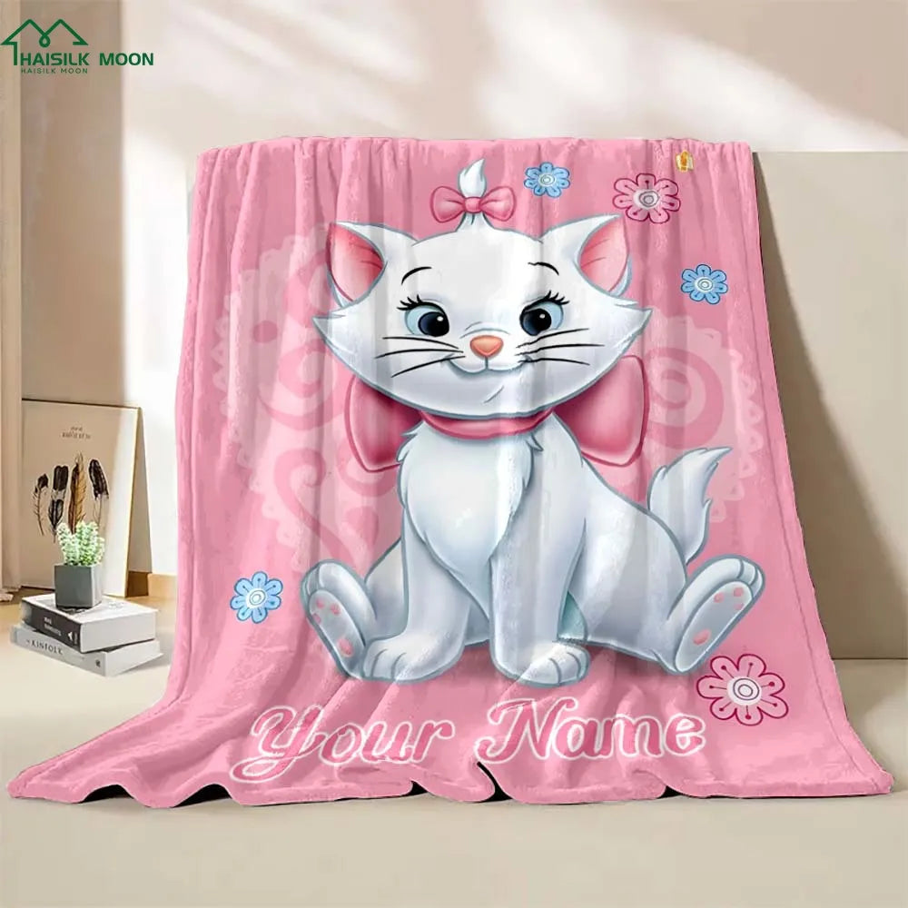 Custom Name Personalized Blanket Disney Cat Marie Printed for Sofa Bed Travel Camping Blanket Suitable for Birthday Holiday Gift 9 so