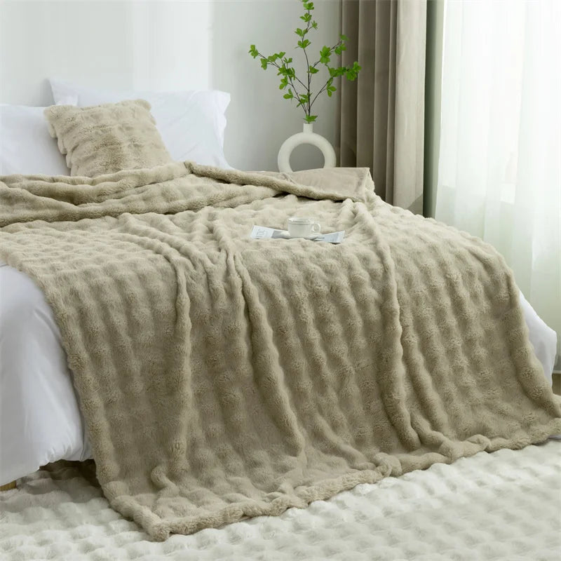 Couverture de Lit en fourrure et en laine