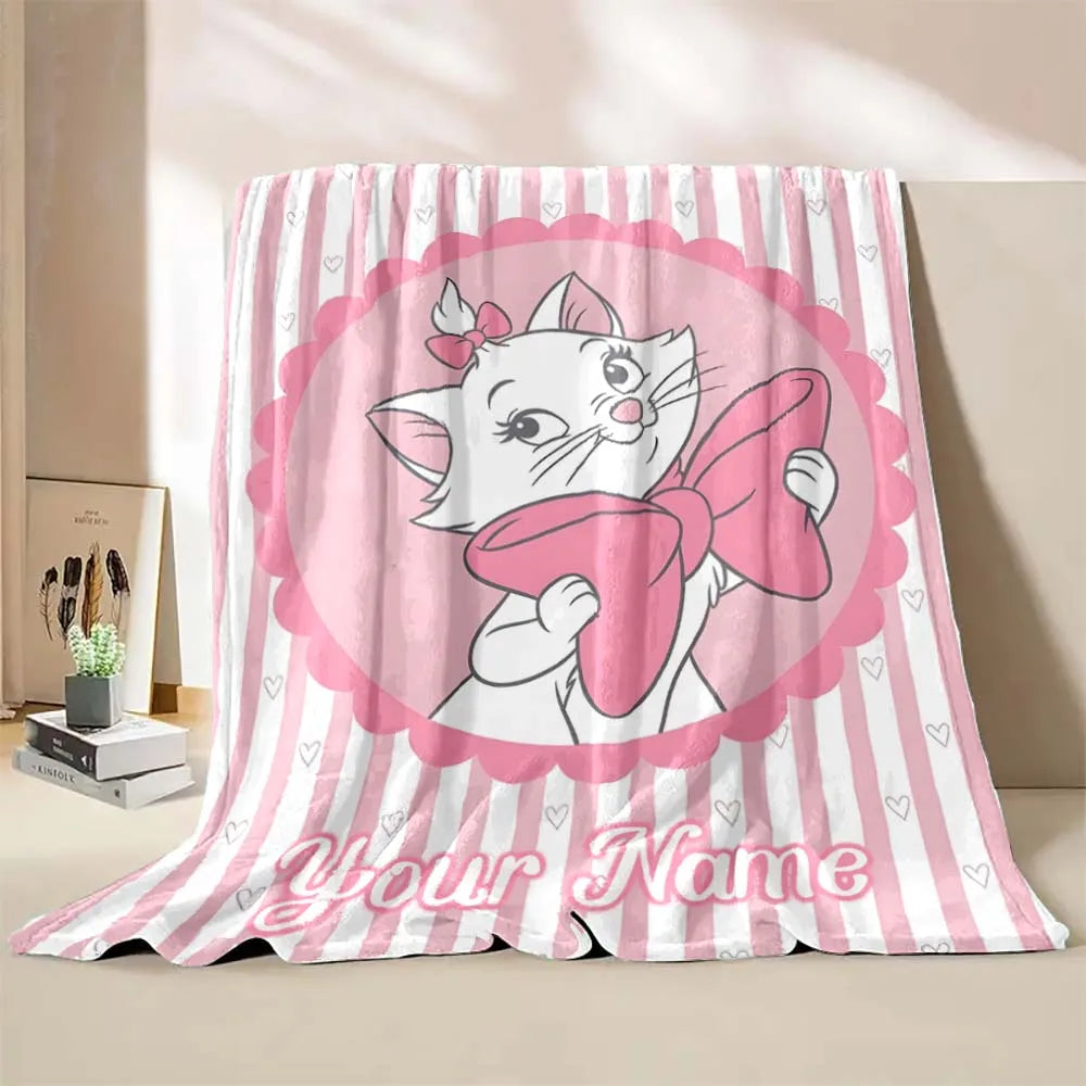Custom Name Personalized Blanket Disney Cat Marie Printed for Sofa Bed Travel Camping Blanket Suitable for Birthday Holiday Gift 9 so