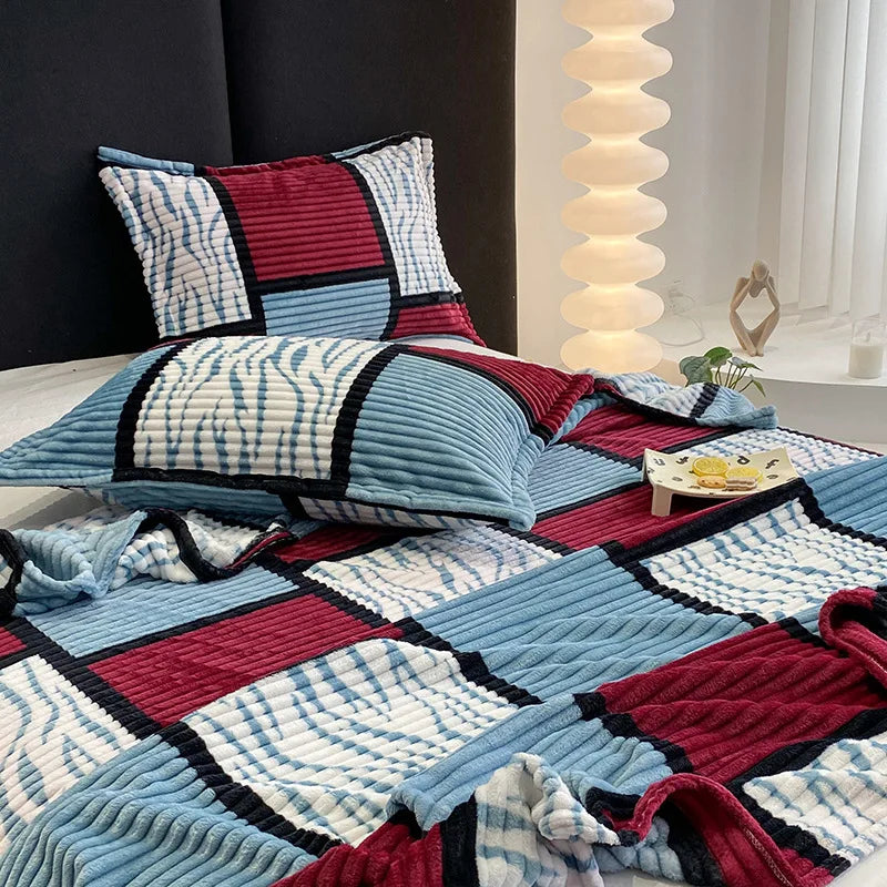 Couverture fine légère et luxueuse à carreaux