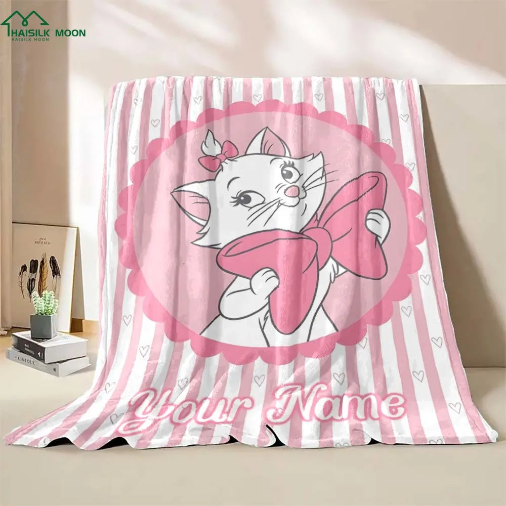 Custom Name Personalized Blanket Disney Cat Marie Printed for Sofa Bed Travel Camping Blanket Suitable for Birthday Holiday Gift 9 so