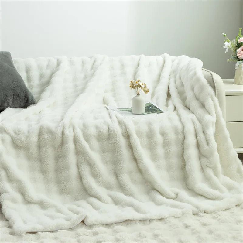 Couverture de Lit en fourrure et en laine