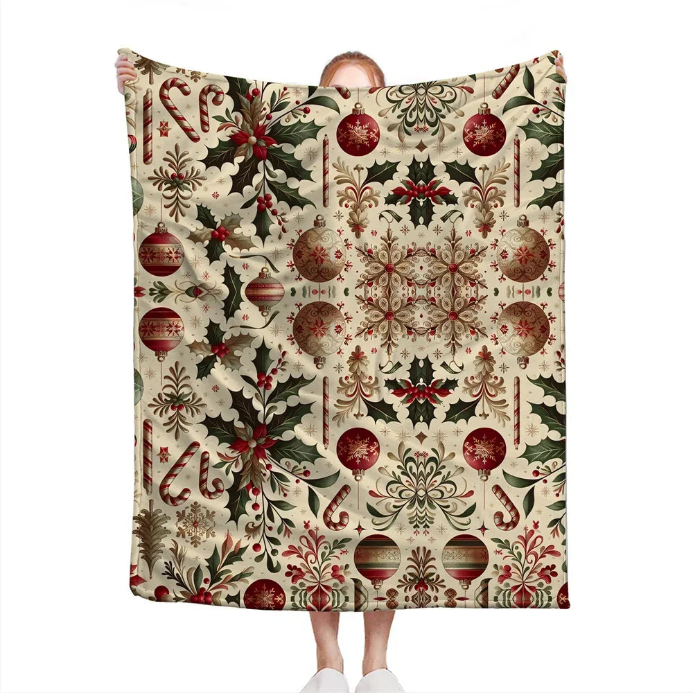 Couverture en microfibre boule de noël, chaude d'hiver