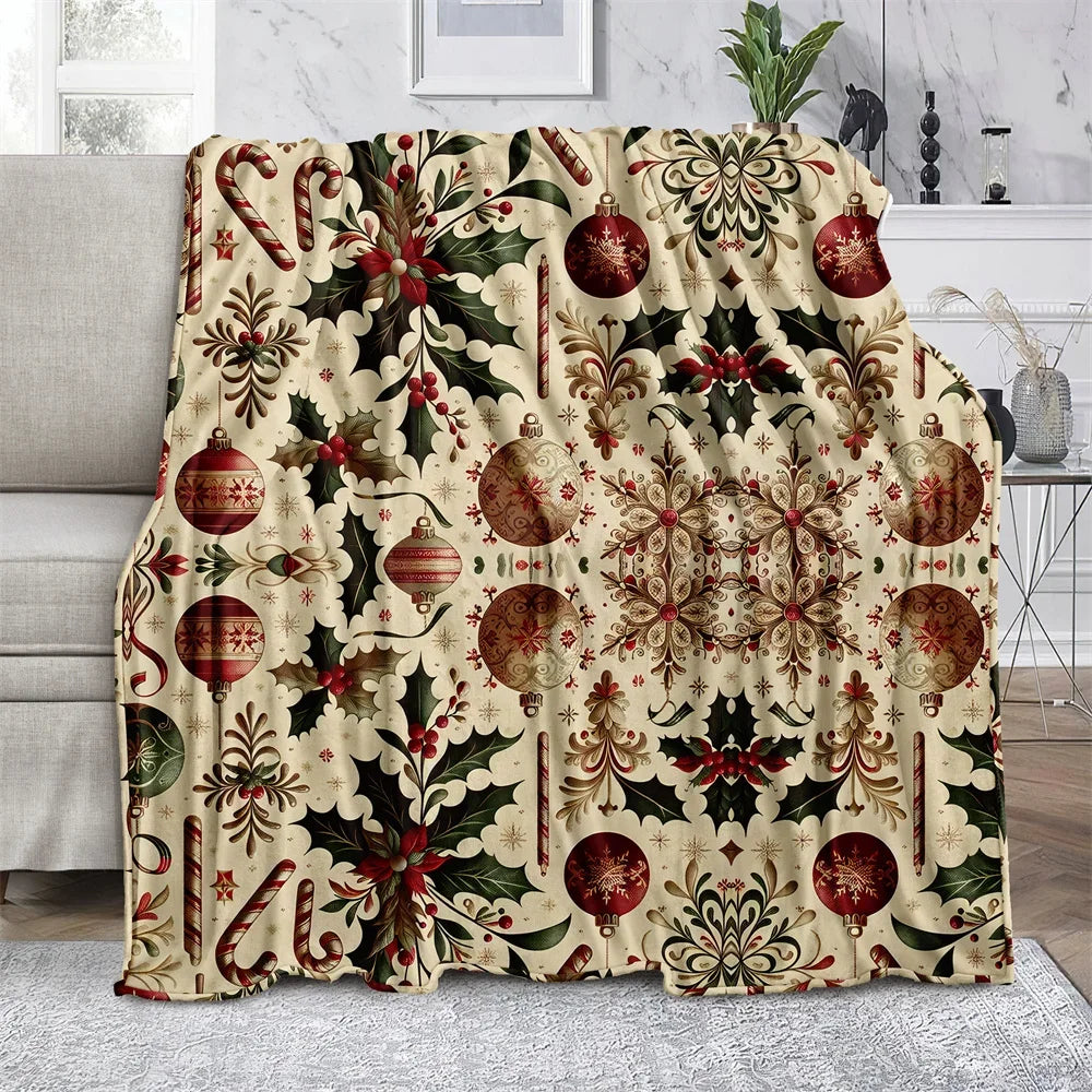 Couverture en microfibre boule de noël, chaude d'hiver