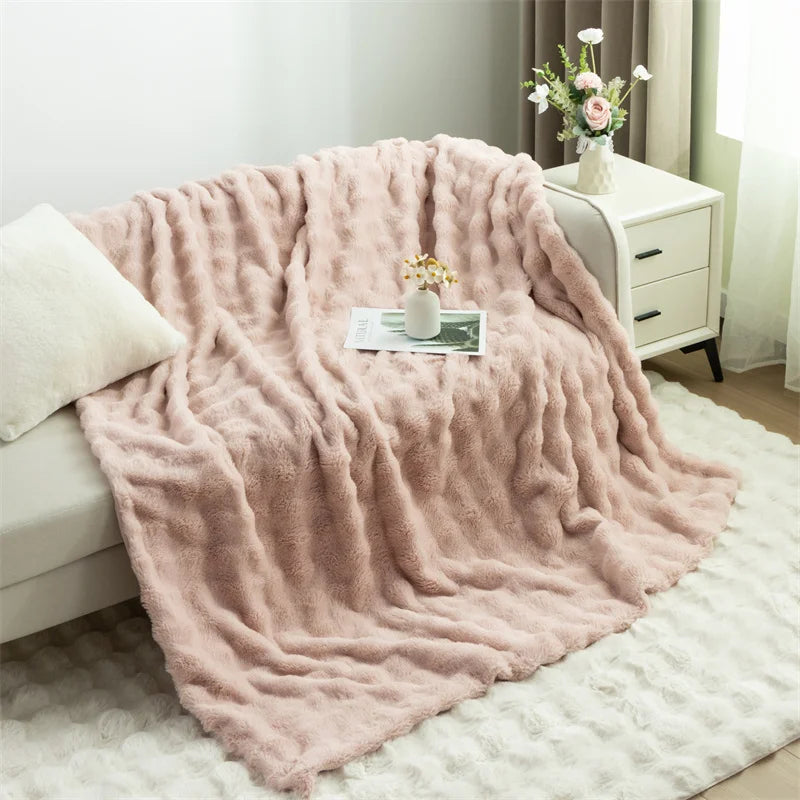 Couverture de Lit en fourrure et en laine