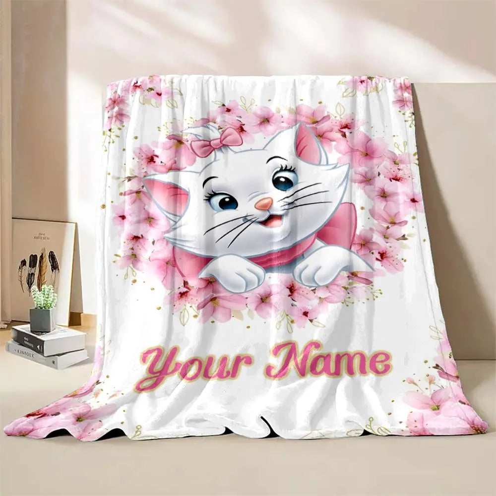 Custom Name Personalized Blanket Disney Cat Marie Printed for Sofa Bed Travel Camping Blanket Suitable for Birthday Holiday Gift 9 so