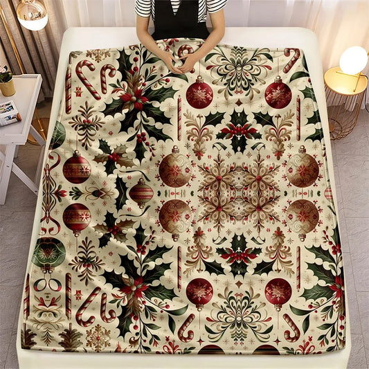 Couverture en microfibre boule de noël, chaude d'hiver