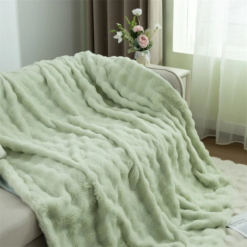 Couverture de Lit en fourrure et en laine