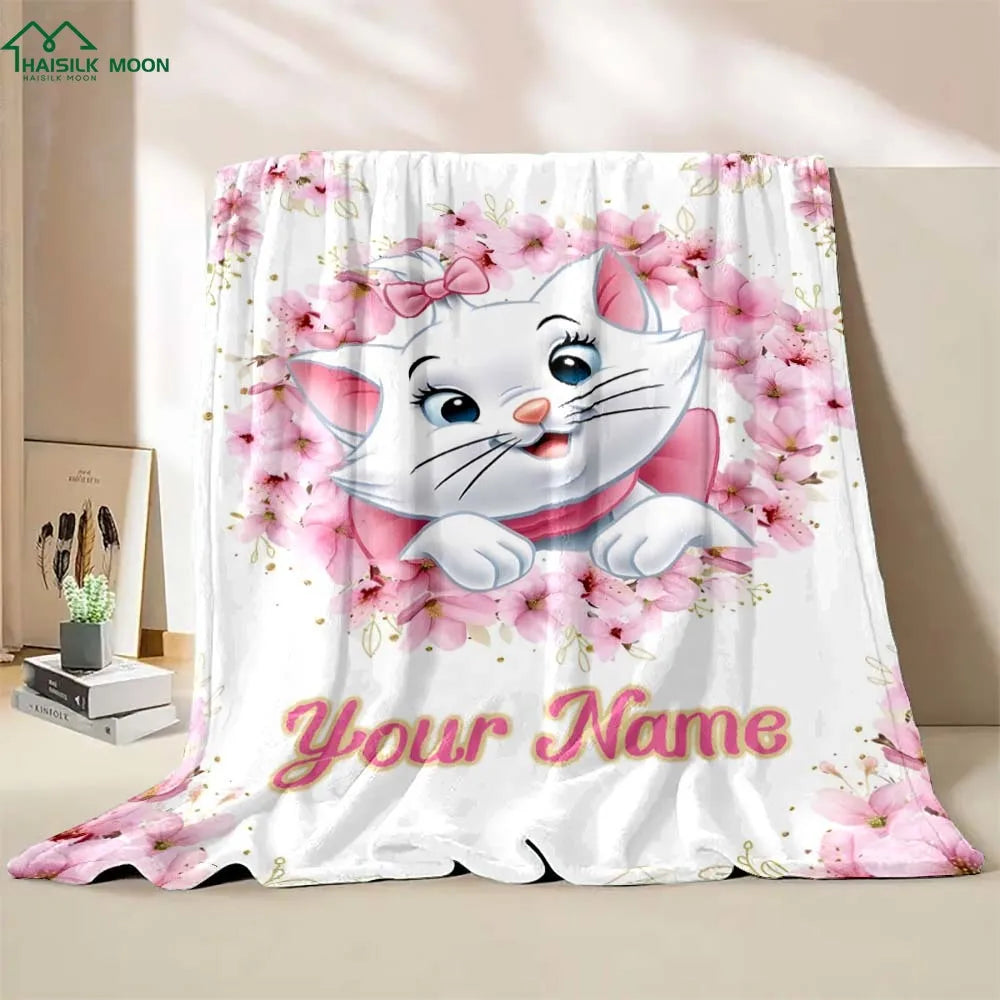Custom Name Personalized Blanket Disney Cat Marie Printed for Sofa Bed Travel Camping Blanket Suitable for Birthday Holiday Gift 9 so