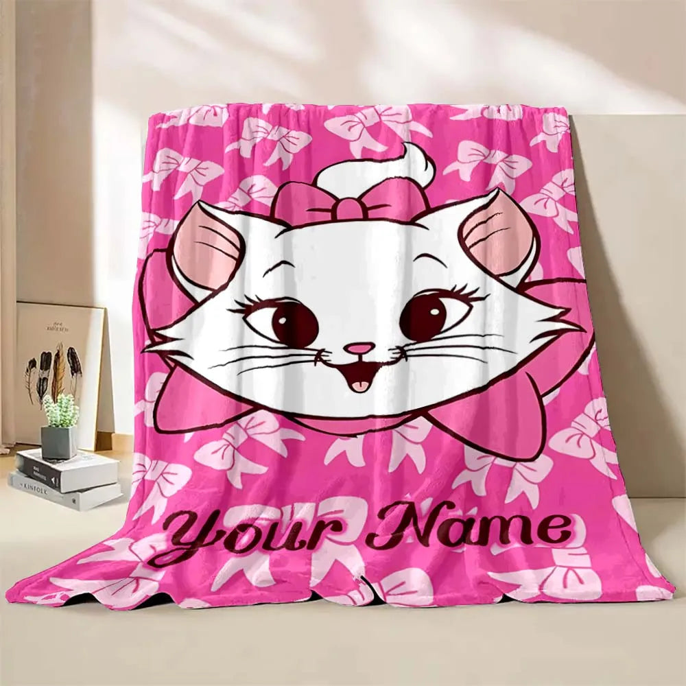 Custom Name Personalized Blanket Disney Cat Marie Printed for Sofa Bed Travel Camping Blanket Suitable for Birthday Holiday Gift 9 so