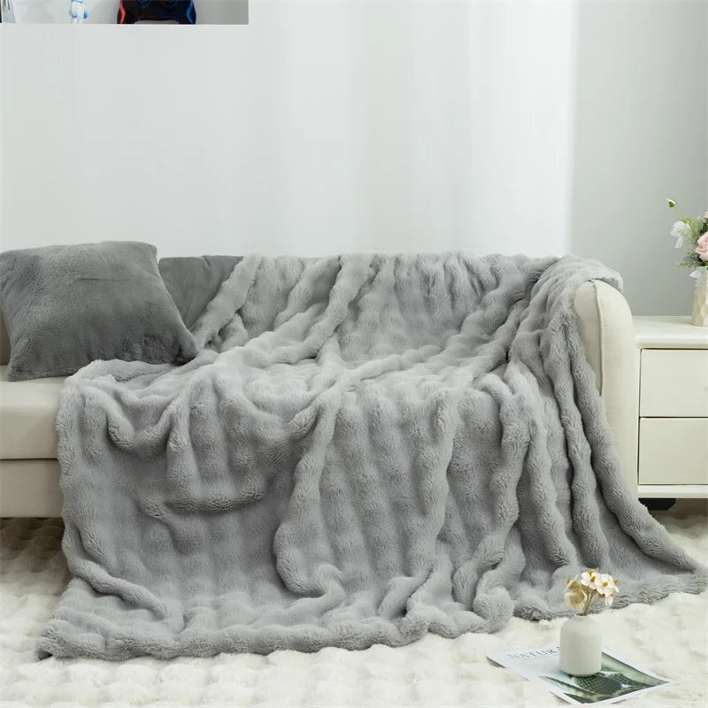 Couverture de Lit en fourrure et en laine