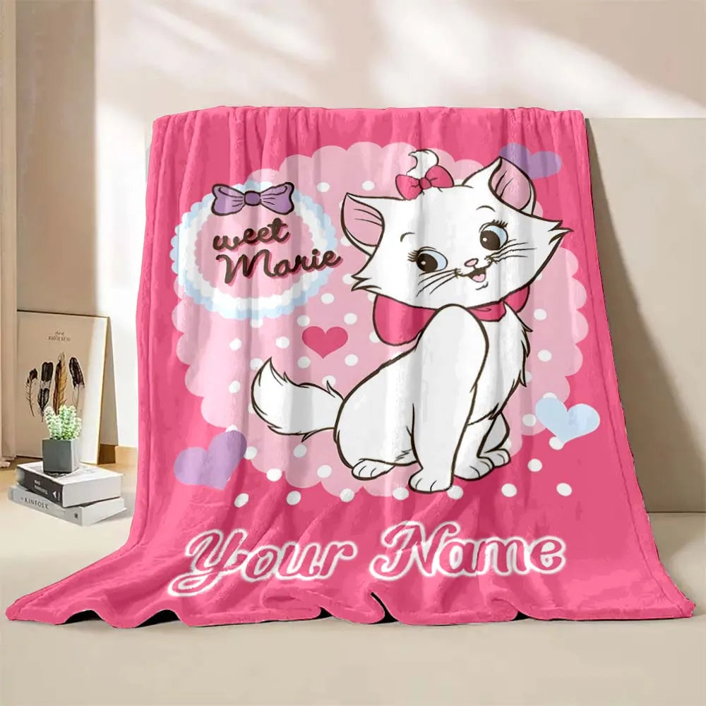 Custom Name Personalized Blanket Disney Cat Marie Printed for Sofa Bed Travel Camping Blanket Suitable for Birthday Holiday Gift 9 so