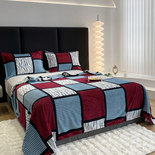 Couverture fine légère et luxueuse à carreaux